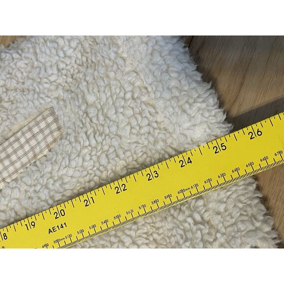 Madewell Resourced Sherpa Full Zip Jacket Cream Gingham Small - Picture 7 of 11